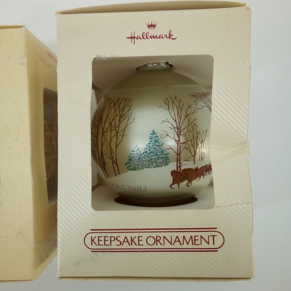 (2) NIB Vintage Hallmark Glass Ornament 1980 1983 Christmas Charmer Keepsake - Picture 6 of 14